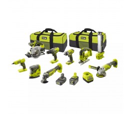 
                  RYOBI Zestaw Combo 18V (R18DD3 + RID1801 + R18AG + R18MT3 + R18GLU + RWSL1801 + R18JS + R18ALF + R18PS) 5133003576 EAN: 48922101
